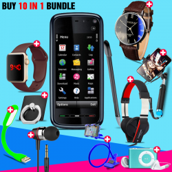 10 in 1 Bundle Offer , Nokia 5230 Mobile Phone ,Portable USB LED Lamp, Wired Earphones, Ring Holder, Headphone, Mobile Holder, Macra Watch, Yazol Watch, Selfie Stick, Mp3 Player